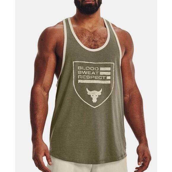 Under Armour 1370487 361 Men's Sz XL Green Project Rock "BSR" Flag Tank Top - Picture 7 of 8
